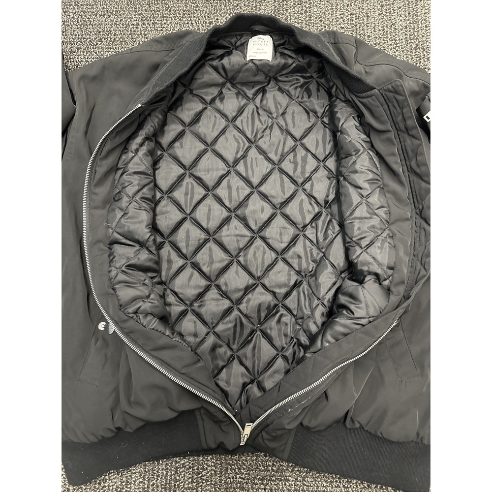 DISNEY MICKEY MOUSE Black logo 1928 Quilted Bomber Zip Up Jacket Size M - Picture 10 of 11